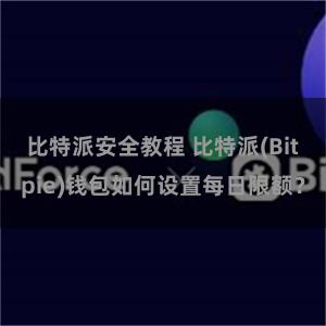 比特派安全教程 比特派(Bitpie)钱包如何设置每日限额？